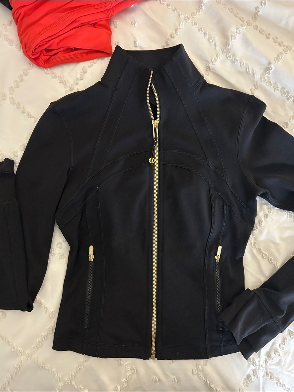 lululemon athletica Black Bomber Jacket with Gold Zipper